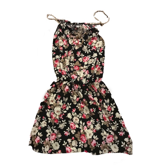 Pink and Black Floral Dress with Rope Strap - Picture 5 of 5